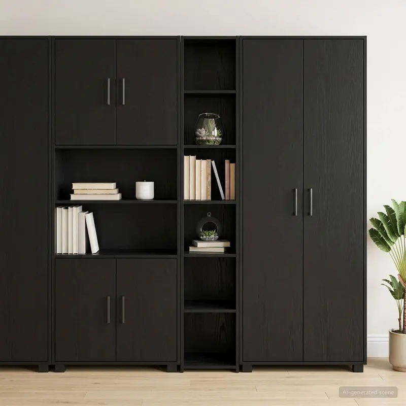 Vidaxl hoge kast zwart eiken 30 x 41 x 185 cm bewerkt hout