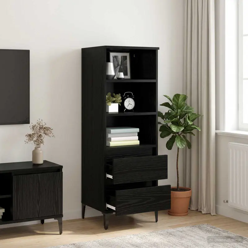 Vidaxl hoge kast zwart eiken 40 x 36 x 110 cm bewerkt hout