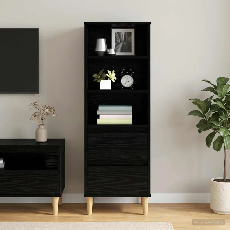 Vidaxl hoge kast zwart eiken 40 x 36 x 110 cm bewerkt hout