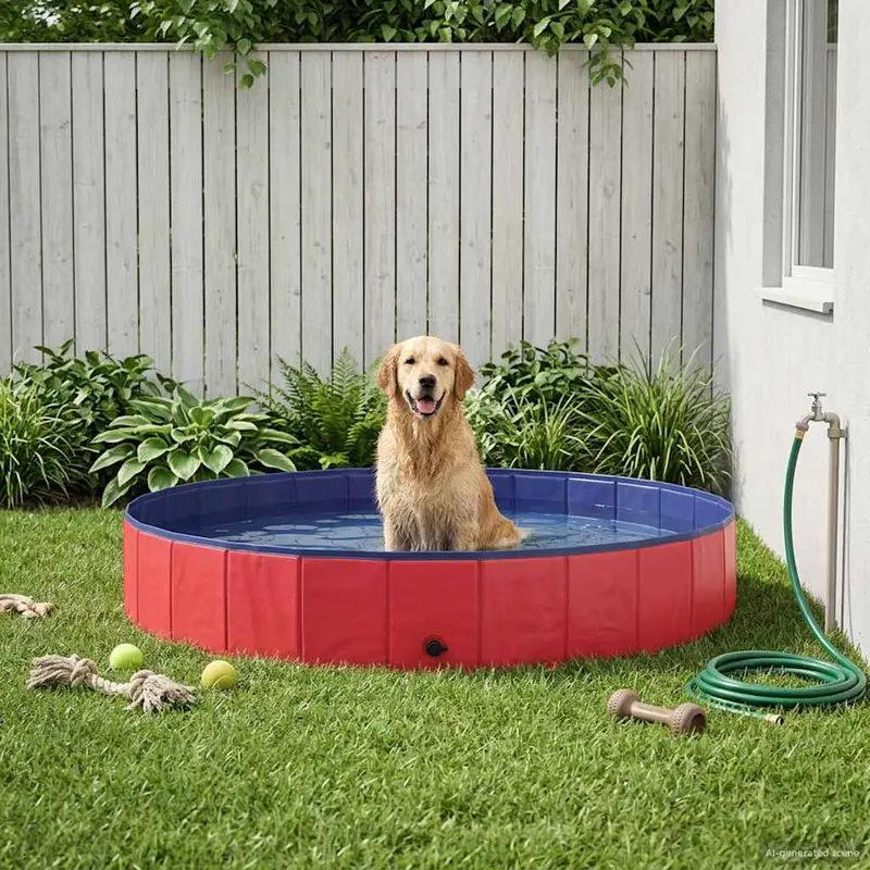 Vidaxl honden zwembad ø200 x 30 cm dik pvc rood
