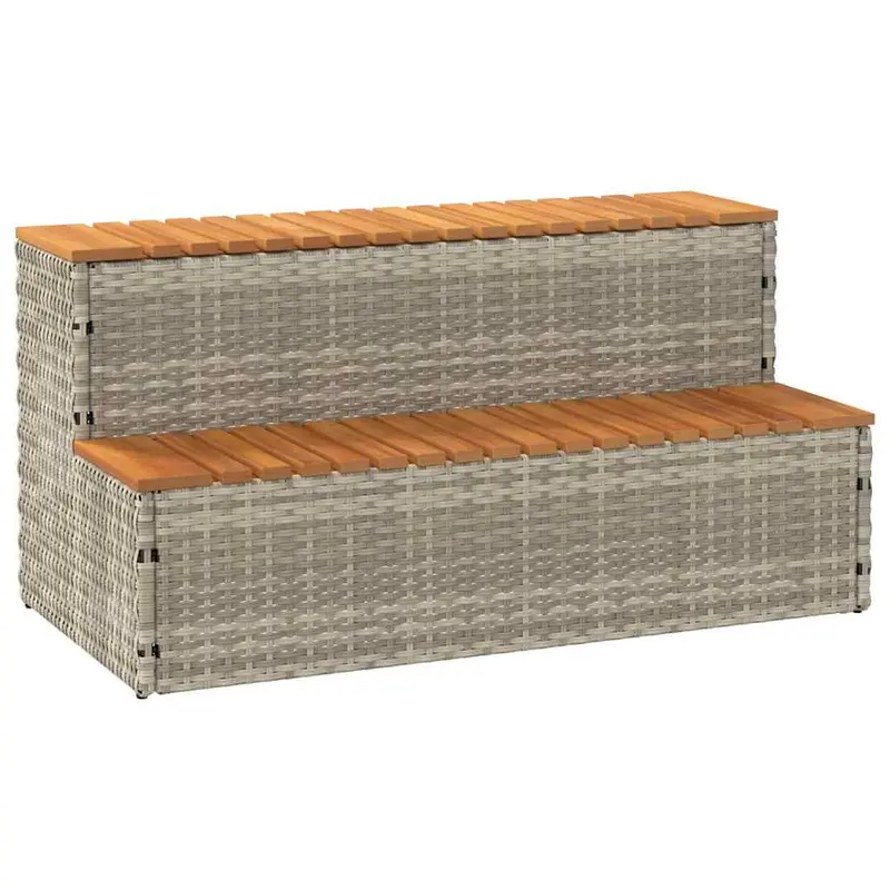 Vidaxl hottub-opstap 100x50x50,5 cm poly rattan massief acaciahout