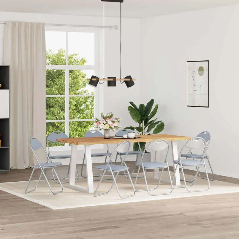 Vidaxl inklapbare stoel 8 st nep leer grijs 48 x 43,5 x 81 cm
