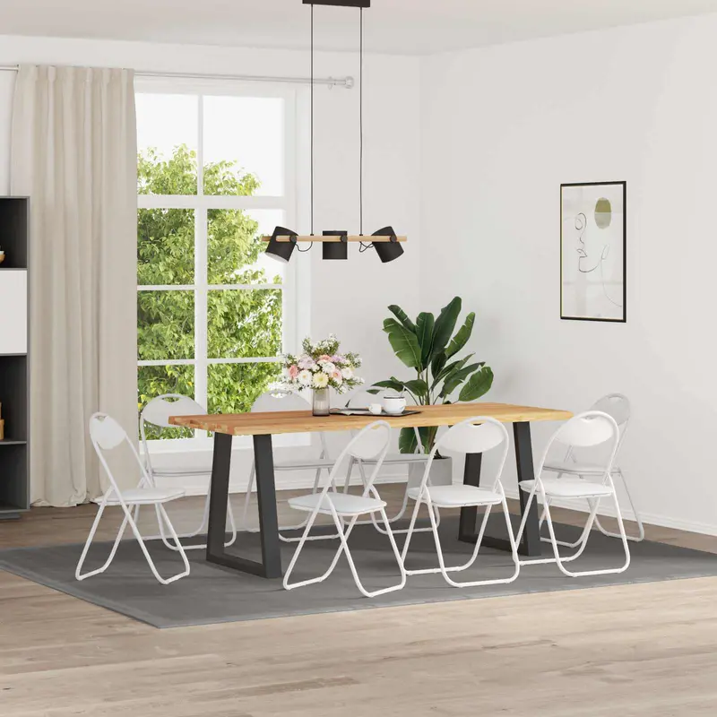 Vidaxl inklapbare stoel 8 st nep leer wit 48 x 43,5 x 81 cm