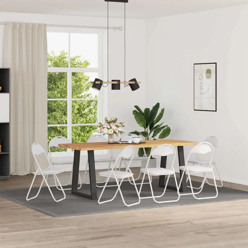 Vidaxl inklapbare stoel 8 st nep leer wit 48 x 43,5 x 81 cm