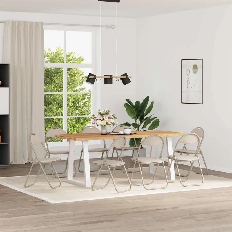 Vidaxl inklapbare stoel 8 st nep leer zand 48 x 43,5 x 81 cm