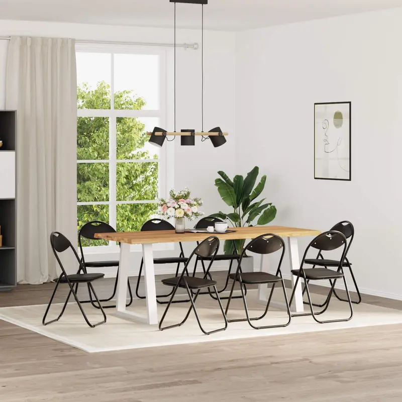 Vidaxl inklapbare stoel 8 st nep leer zwart 48 x 43,5 x 81 cm