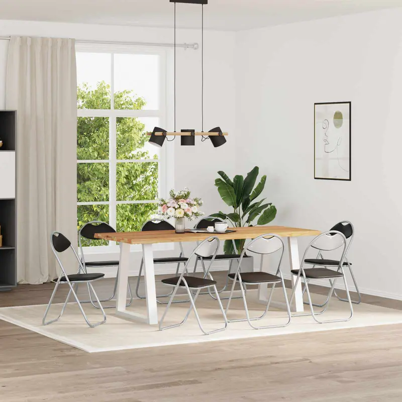 Vidaxl inklapbare stoel 8 st nep leer zwart en grijs 48 x 43,5 x 81 cm