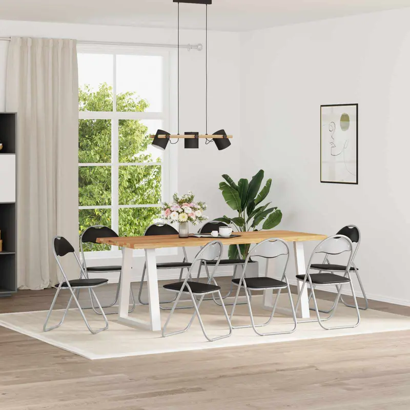 Vidaxl inklapbare stoel 8 st nep leer zwart en grijs 48 x 43,5 x 81 cm