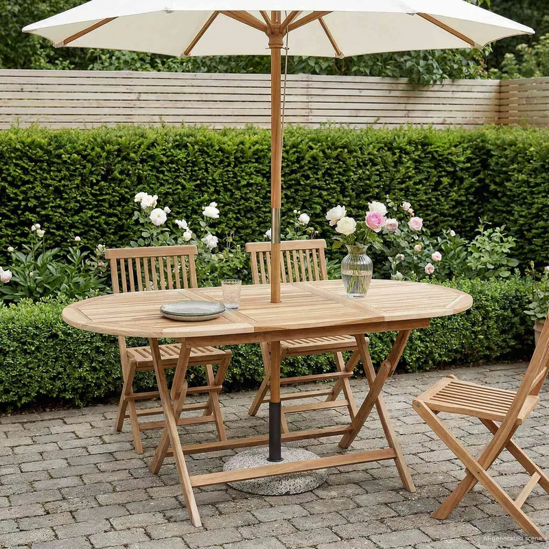 Vidaxl inklapbare tuintafel naturel 160 x 80 x 76 cm massief teakhout