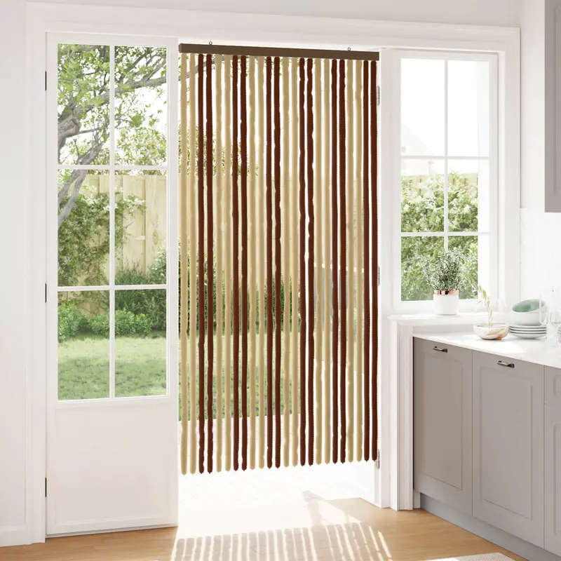 Vidaxl insecten gordijn chenille bruin en beige 100 x 200 cm 100% pp