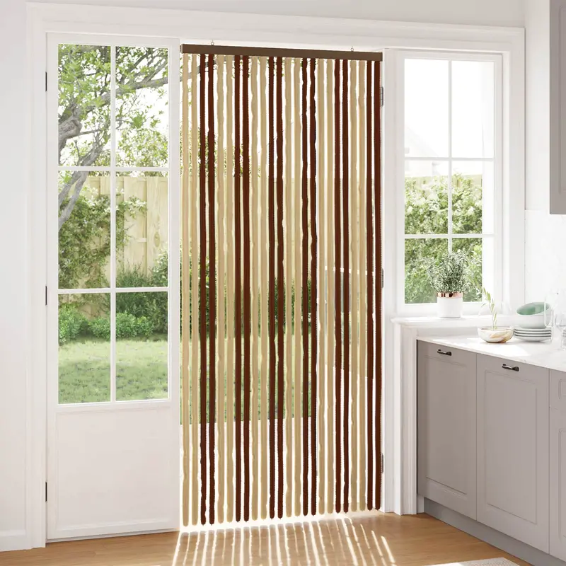 Vidaxl insecten gordijn chenille bruin en beige 100 x 220 cm 100% pp