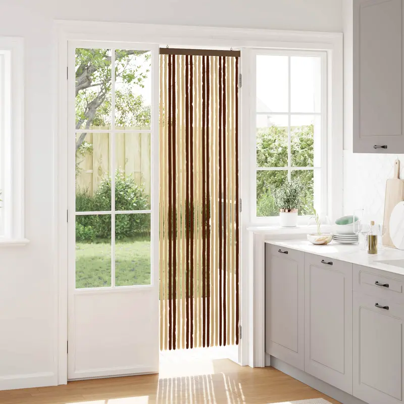 Vidaxl insecten gordijn chenille bruin en beige 56 x 200 cm 100% pp