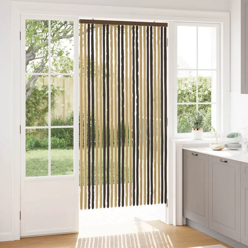 Vidaxl insecten gordijn chenille donkerbruin, beige 100 x 200 cm