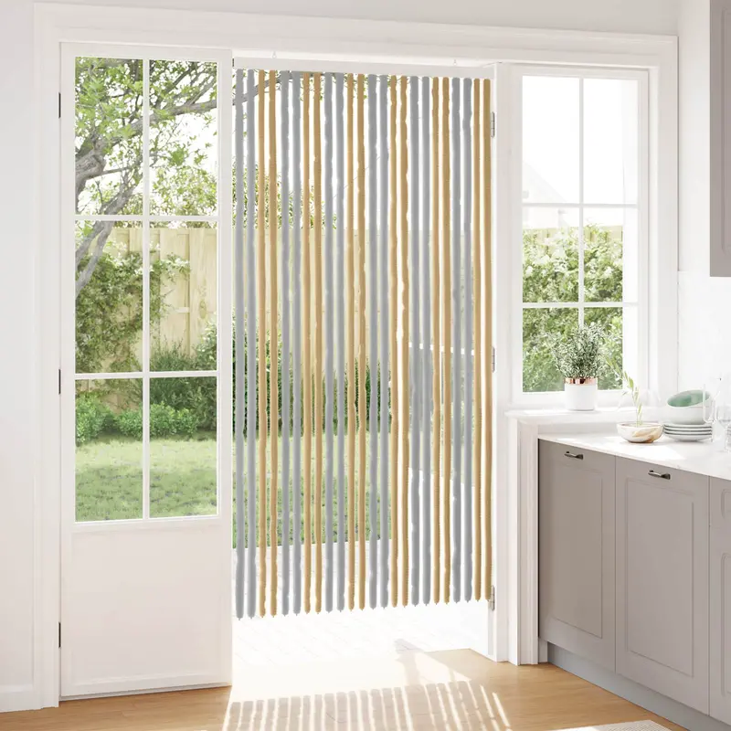 Vidaxl insecten gordijn chenille grijs en beige 100 x 200 cm 100% pp