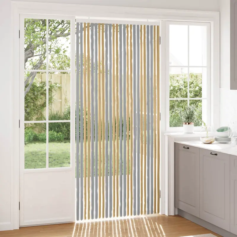 Vidaxl insecten gordijn chenille grijs en beige 100 x 220 cm 100% pp