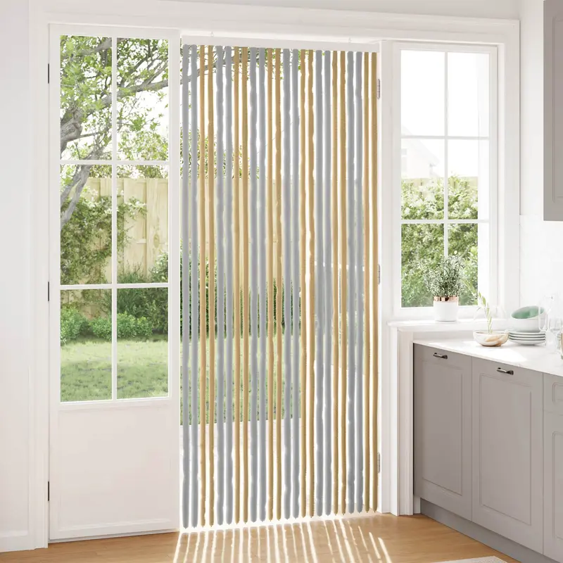 Vidaxl insecten gordijn chenille grijs en beige 100 x 230 cm 100% pp