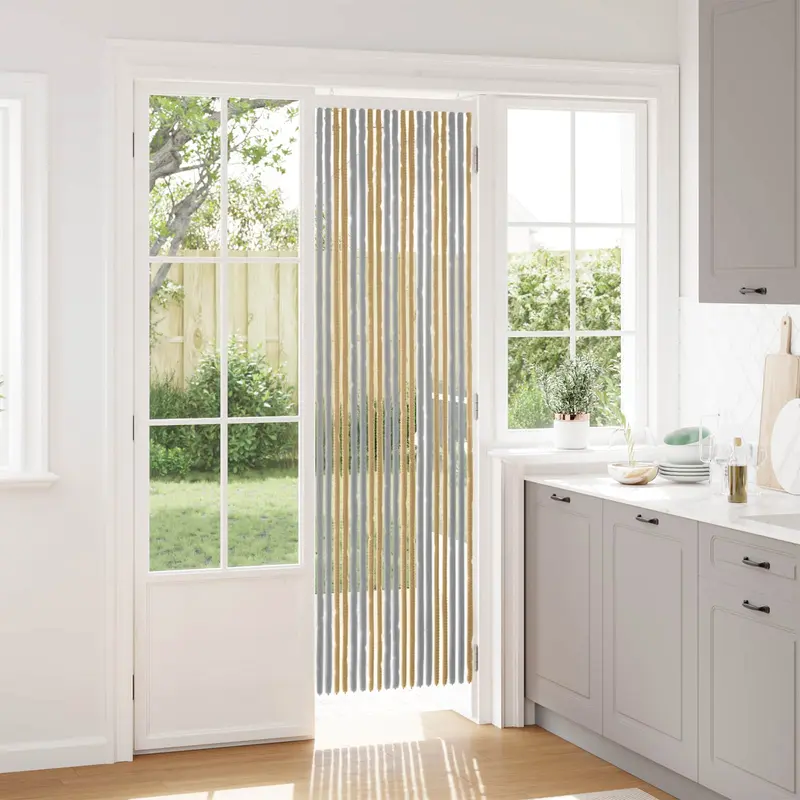 Vidaxl insecten gordijn chenille grijs en beige 56 x 200 cm 100% pp