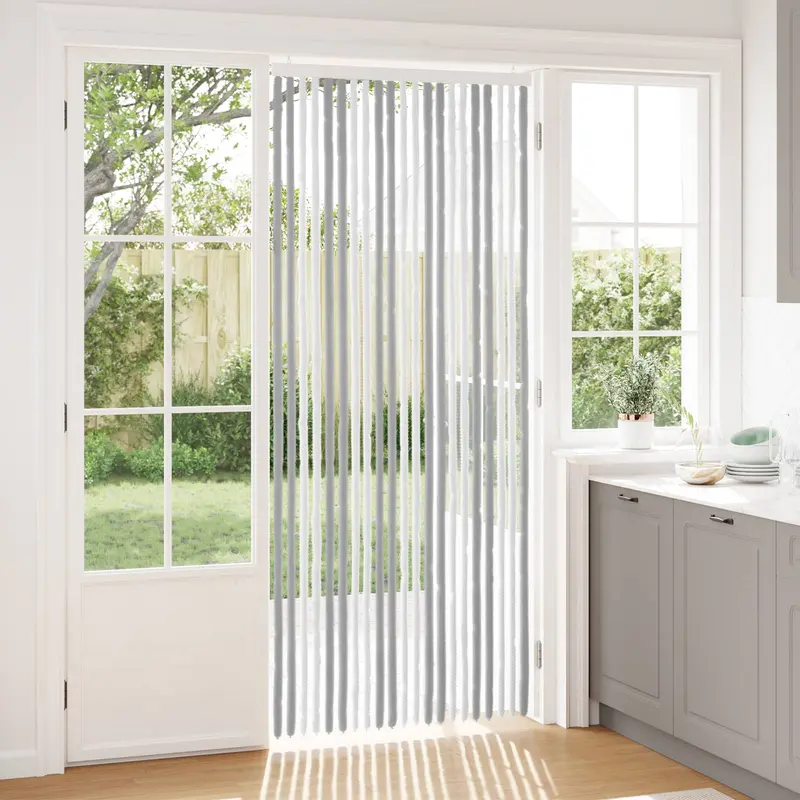 Vidaxl insecten gordijn chenille grijs en wit 90 x 220 cm 100% pp
