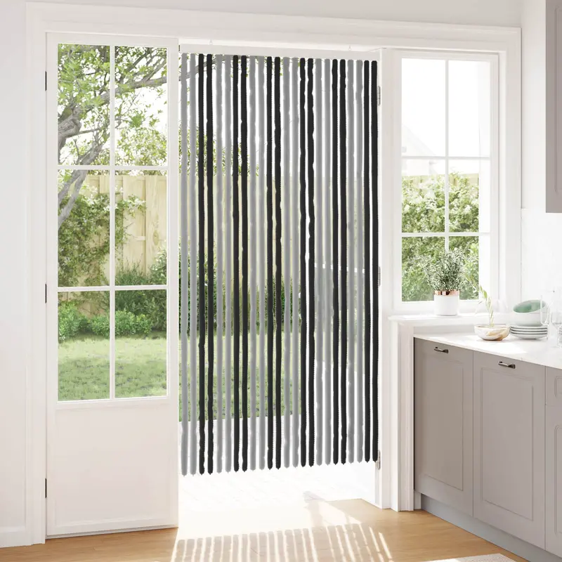 Vidaxl insecten gordijn chenille grijs en zwart 100 x 200 cm 100% pp