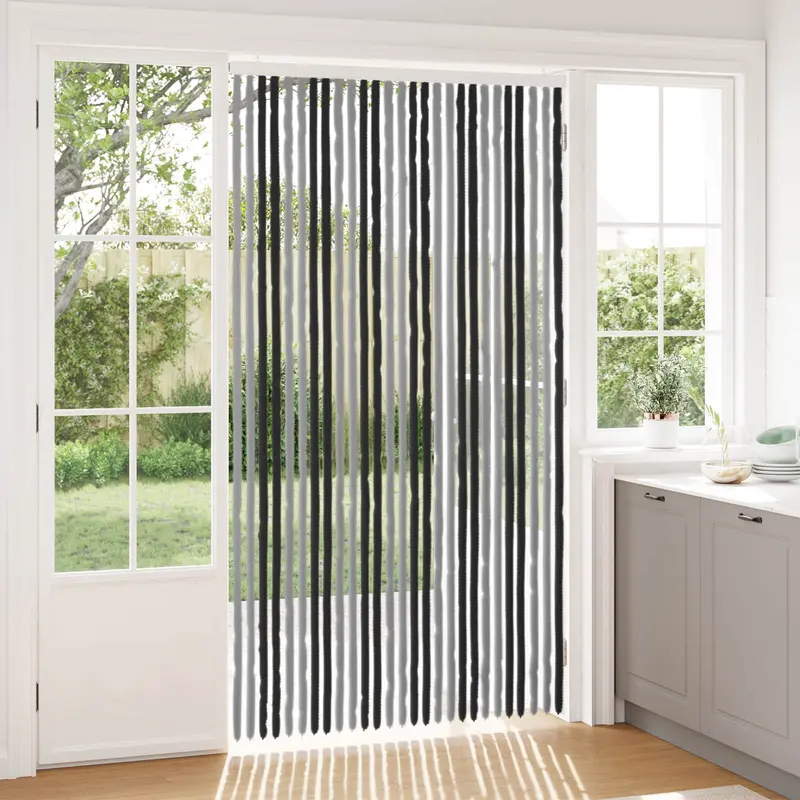 Vidaxl insecten gordijn chenille grijs en zwart 118 x 220 cm 100% pp