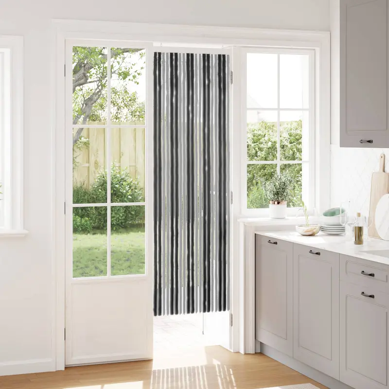 Vidaxl insecten gordijn chenille grijs en zwart 56 x 185 cm 100% pp