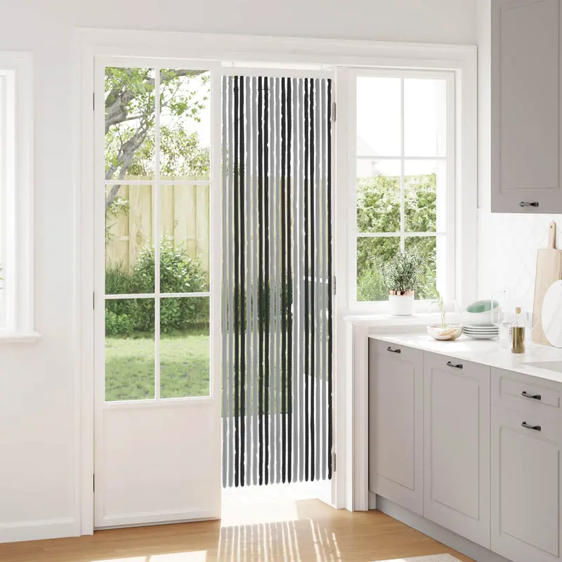 Vidaxl insecten gordijn chenille grijs en zwart 56 x 200 cm 100% pp