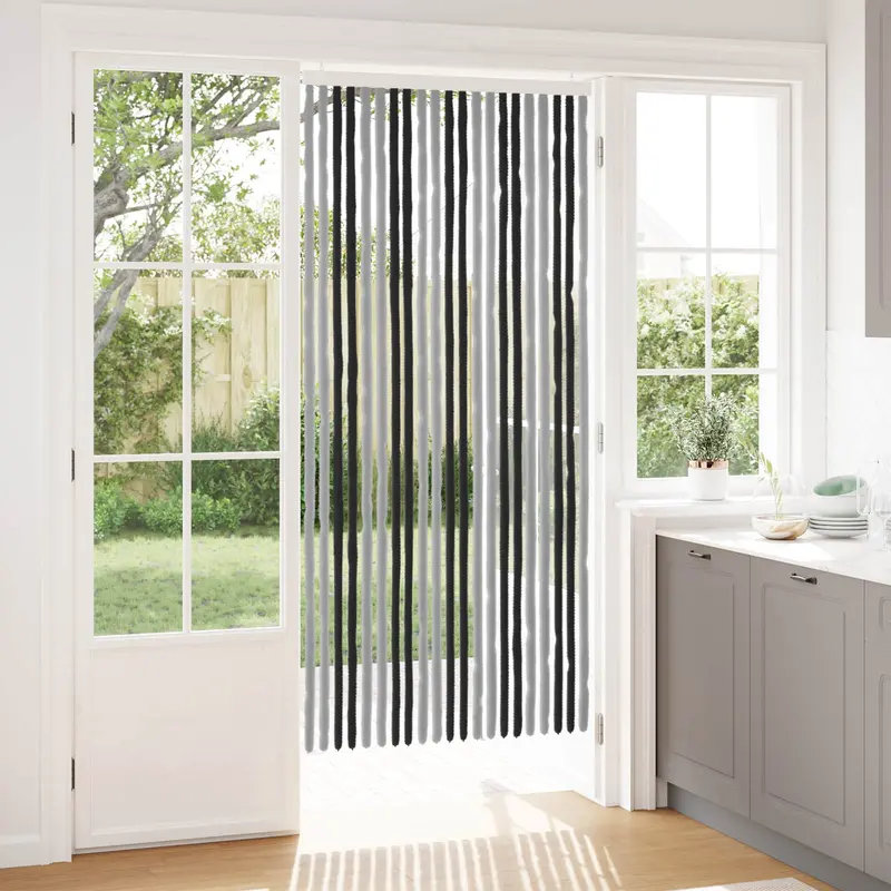 Vidaxl insecten gordijn chenille grijs en zwart 90 x 200 cm 100% pp