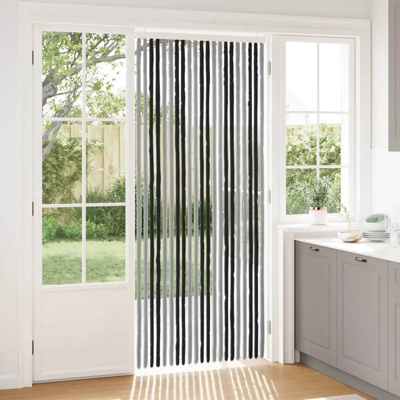 Vidaxl insecten gordijn chenille grijs en zwart 90 x 220 cm 100% pp