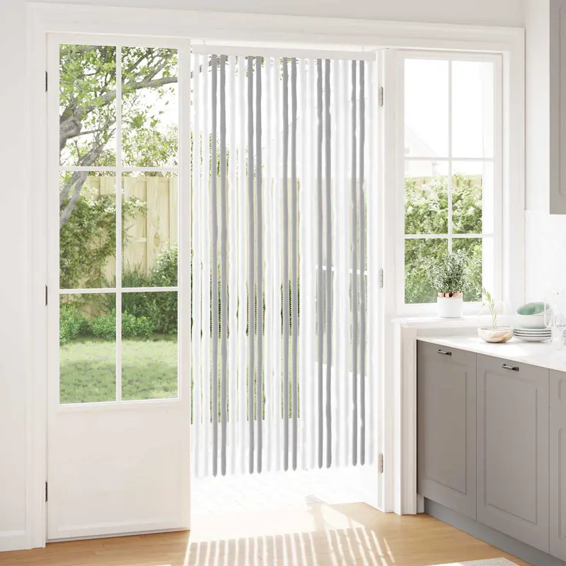 Vidaxl insecten gordijn chenille lichtgrijs en wit. 90 x 200 cm
