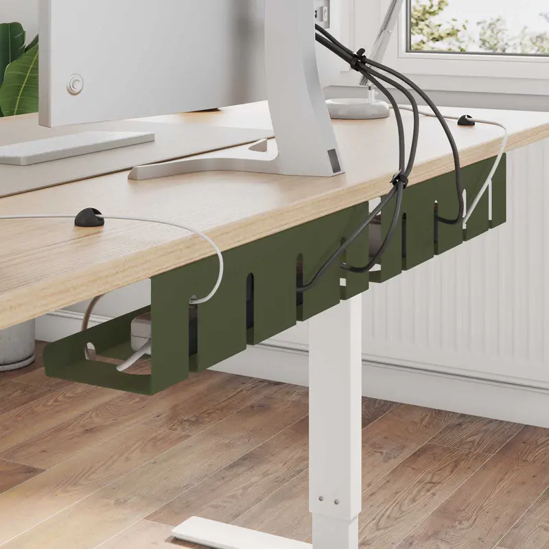 Vidaxl kabelgoot voor onder bureau 2 st olijfgroen 43 x 12 x 10 cm