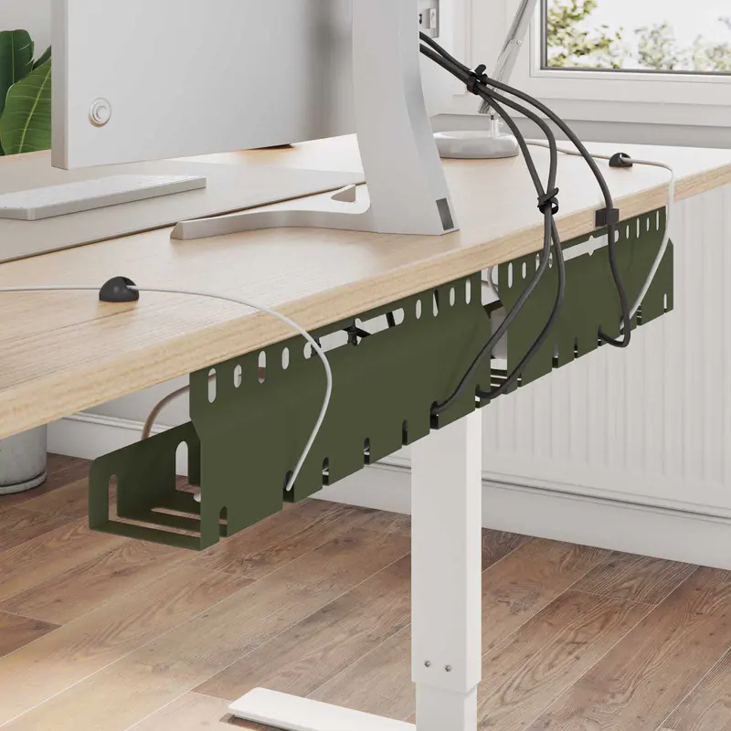 Vidaxl kabelgoot voor onder bureau 2 st olijfgroen 43 x 9 x 11 cm