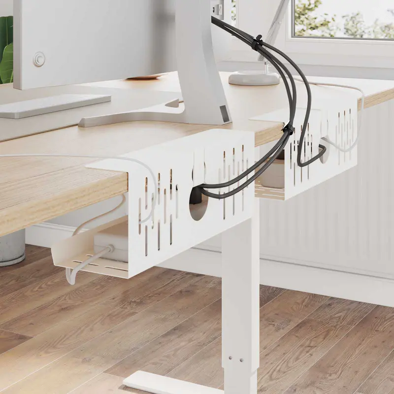 Vidaxl kabelgoot voor onder bureau 2 st wit 35 x 12 x 13 cm staal