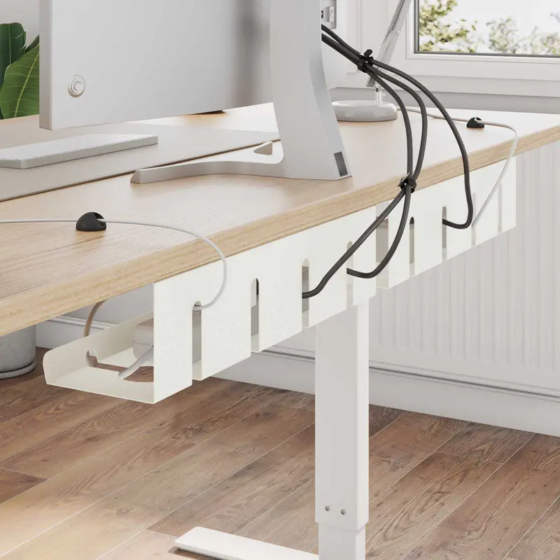 Vidaxl kabelgoot voor onder bureau 2 st wit 43 x 12 x 10 cm staal