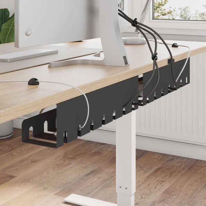 Vidaxl kabelgoot voor onder bureau 2 st zwart 43 x 10 x 10 cm staal
