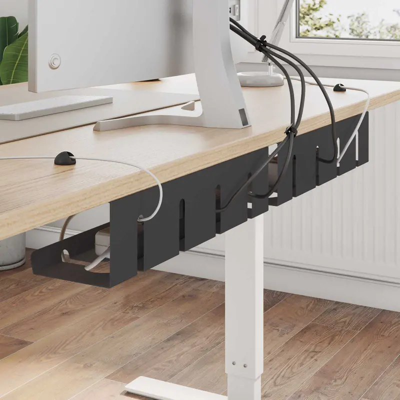 Vidaxl kabelgoot voor onder bureau 2 st zwart 43 x 12 x 10 cm staal