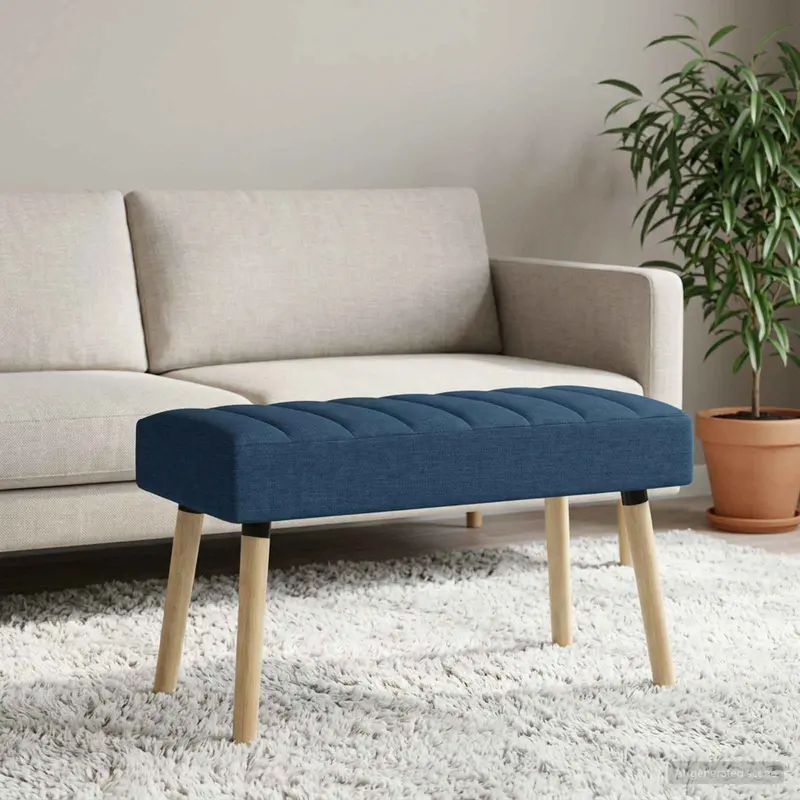 Vidaxl kanaal-geplooide bank blauw 80 x 40 x 46 cm stof