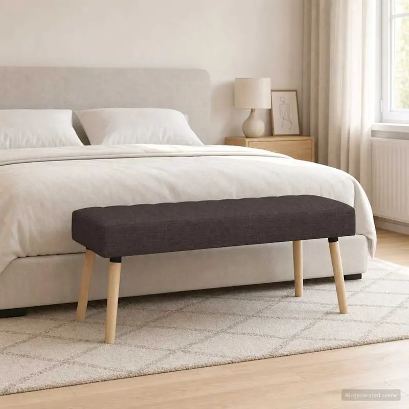 Vidaxl kanaal-geplooide bank donkerbruin 110 x 40 x 46 cm stof