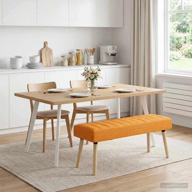 Vidaxl kanaal-geplooide bank donkergeel 110 x 40 x 46 cm stof