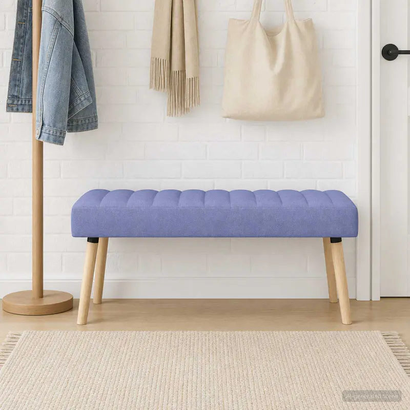 Vidaxl kanaal-geplooide bank jeans blauw 110 x 40 x 46 cm stof