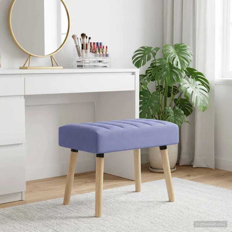 Vidaxl kanaal-geplooide bank jeans blauw 60 x 40 x 45 cm stof