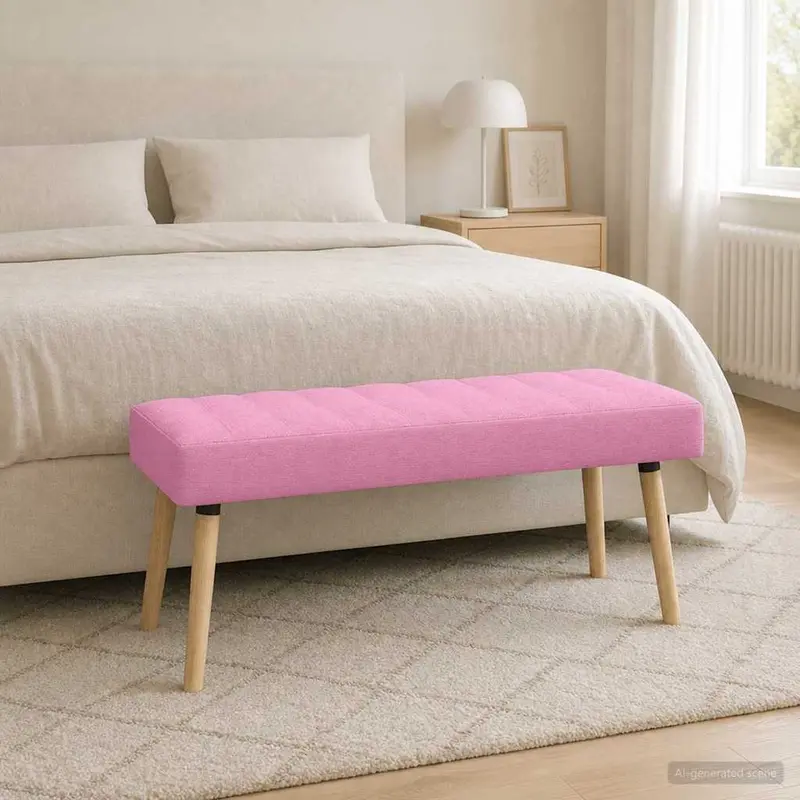 Vidaxl kanaal-geplooide bank roze 110 x 40 x 46 cm stof