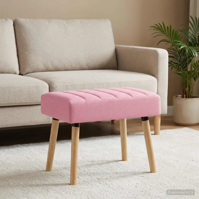 Vidaxl kanaal-geplooide bank roze 60 x 40 x 45 cm stof