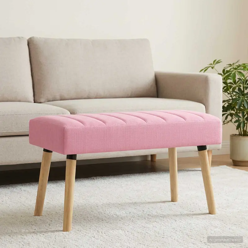 Vidaxl kanaal-geplooide bank roze 80 x 40 x 46 cm stof