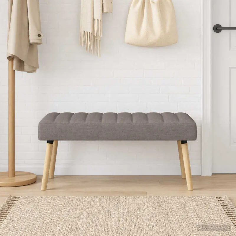 Vidaxl kanaal-geplooide bank taupe 110 x 40 x 46 cm stof