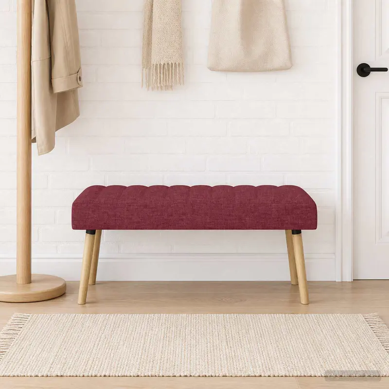Vidaxl kanaal-geplooide bank wijnrood 110 x 40 x 46 cm stof