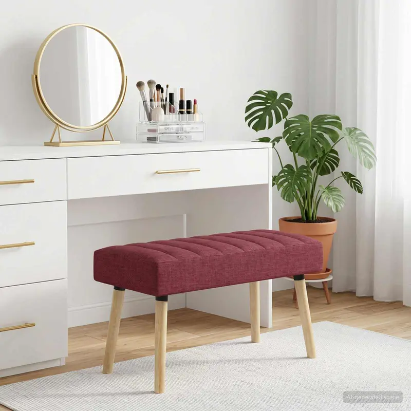Vidaxl kanaal-geplooide bank wijnrood 80 x 40 x 46 cm stof