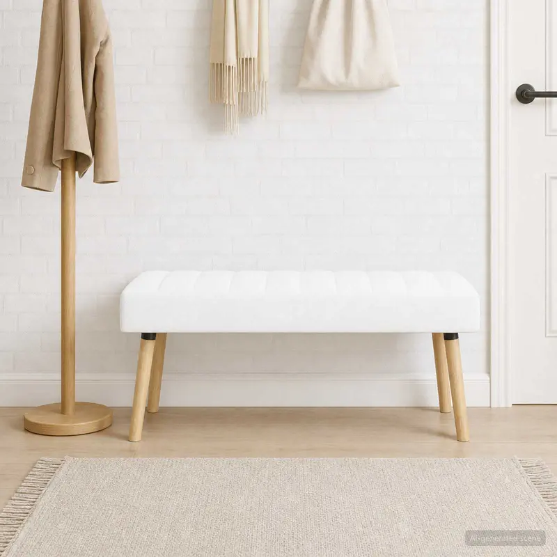 Vidaxl kanaal-geplooide bank wit 110 x 40 x 46 cm stof
