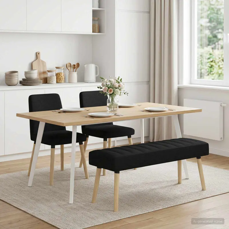 Vidaxl kanaal-geplooide bank zwart 110 x 40 x 46 cm stof