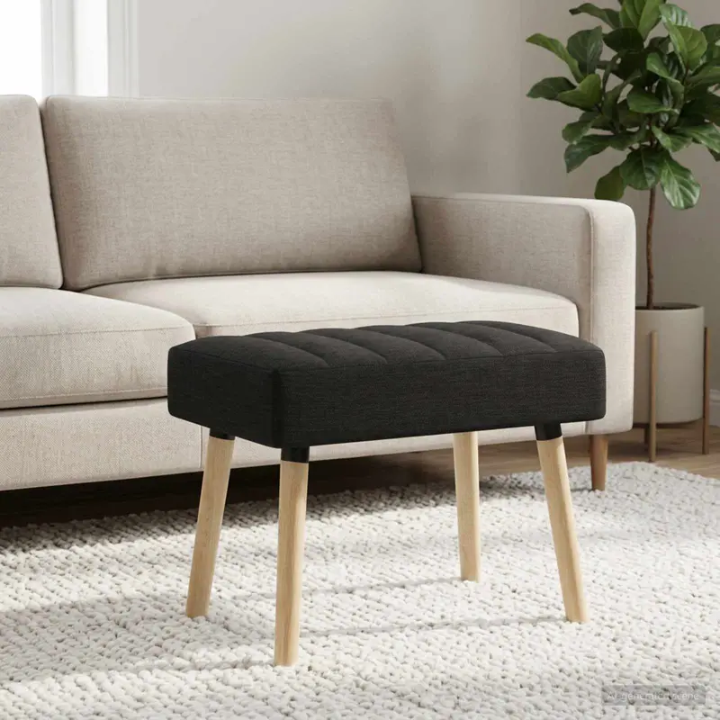 Vidaxl kanaal-geplooide bank zwart 60 x 40 x 45 cm stof