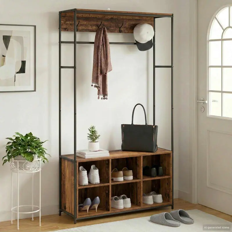 Vidaxl kapstok met schoenenbank oud hout 100 x 32 x 180,5 cm